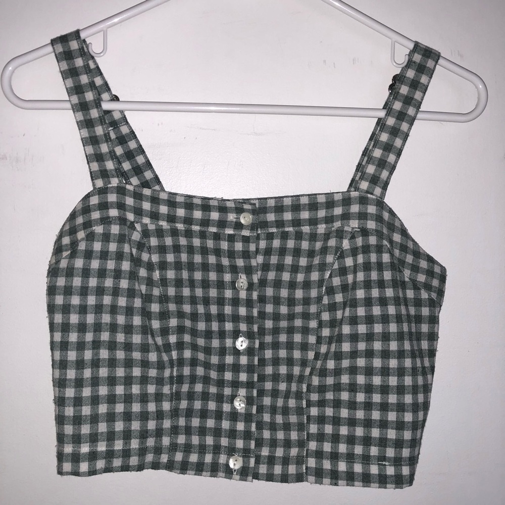 Brandy Melville green gingham tank top